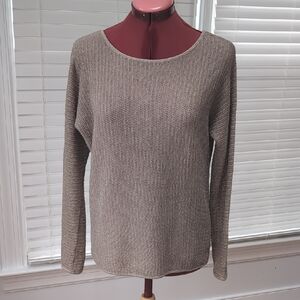 Joie Metallic Neutral Sweater Glam Layering Chic Party Cocktail Going Out Sheer